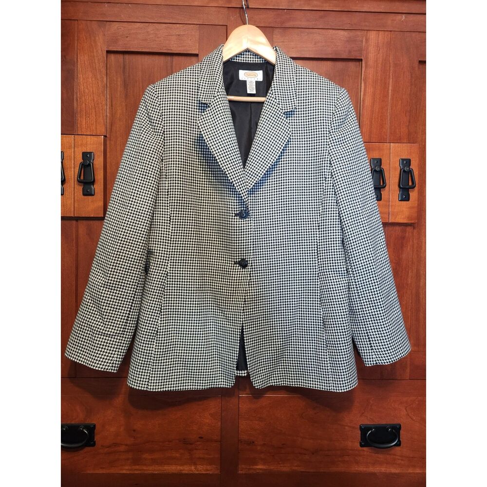 Talbots Petites Houndstooth Black and White Blazer Women's Size 12P